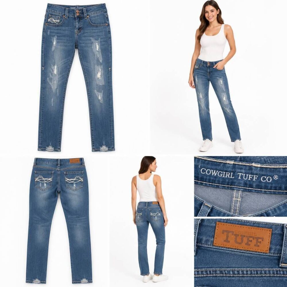 Cowgirl Tuff Fearless Straight II Jeans W25 L31 Distressed